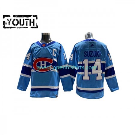 Montreal Canadiens Nick Suzuki 14 Adidas 2022-2023 Reverse Retro Blauw Authentic Shirt - Kinderen